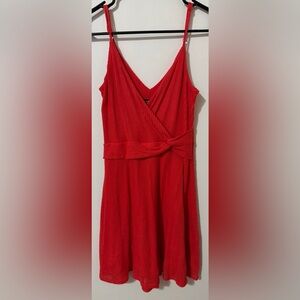 Express Red Wrap Dress XS Pleated Fit & Flare Sleeveless Mini